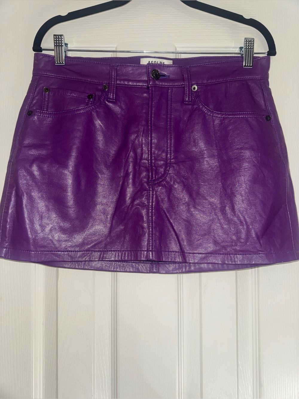 A GoldE Purple Leather Mini Skirt